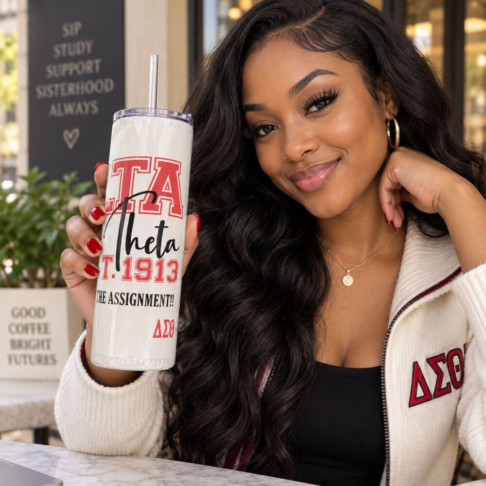 New/ Unused Custom Delta Sigma Theta Stainless Steel Skinny Tumbler w/ Straw